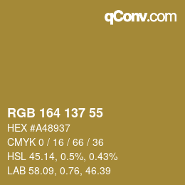Farbcode: RGB 164 137 55 | qconv.com