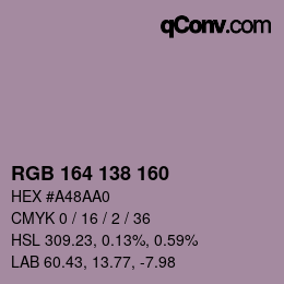 Color code: RGB 164 138 160 | qconv.com