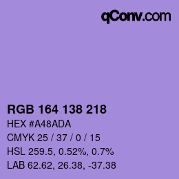 カラーコード: RGB 164 138 218 | qconv.com