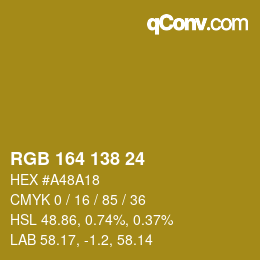 Color code: RGB 164 138 24 | qconv.com