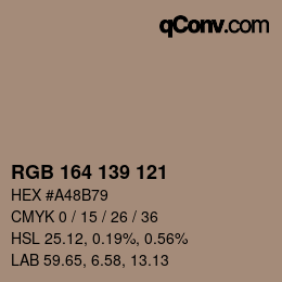 Farbcode: RGB 164 139 121 | qconv.com