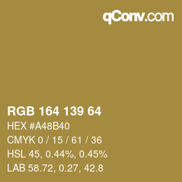 Color code: RGB 164 139 64 | qconv.com