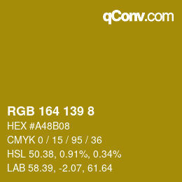 Color code: RGB 164 139 8 | qconv.com