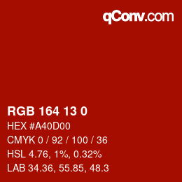 カラーコード: RGB 164 13 0 | qconv.com