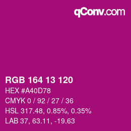 カラーコード: RGB 164 13 120 | qconv.com