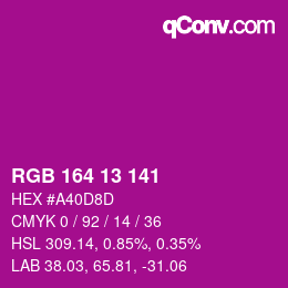 Color code: RGB 164 13 141 | qconv.com