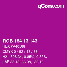 Color code: RGB 164 13 143 | qconv.com