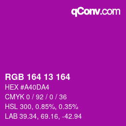 カラーコード: RGB 164 13 164 | qconv.com