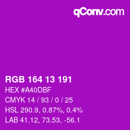 Color code: RGB 164 13 191 | qconv.com
