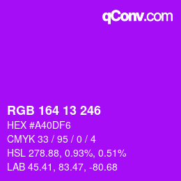 Color code: RGB 164 13 246 | qconv.com