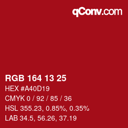 Color code: RGB 164 13 25 | qconv.com