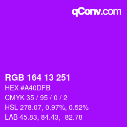 Color code: RGB 164 13 251 | qconv.com