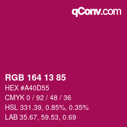 カラーコード: RGB 164 13 85 | qconv.com