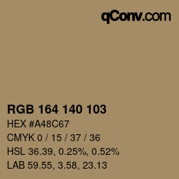 Farbcode: RGB 164 140 103 | qconv.com