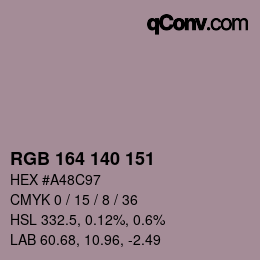 Color code: RGB 164 140 151 | qconv.com