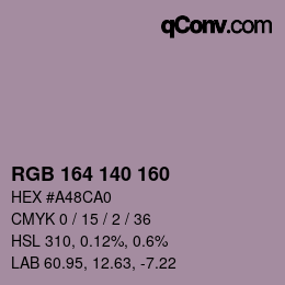 Color code: RGB 164 140 160 | qconv.com