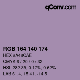 Farbcode: RGB 164 140 174 | qconv.com