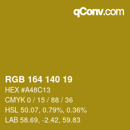 Color code: RGB 164 140 19 | qconv.com