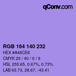 カラーコード: RGB 164 140 232 | qconv.com