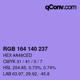 Color code: RGB 164 140 237 | qconv.com