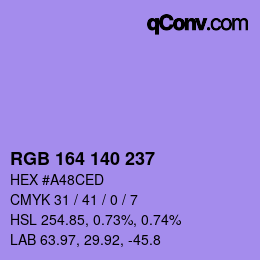 Color code: RGB 164 140 237 | qconv.com