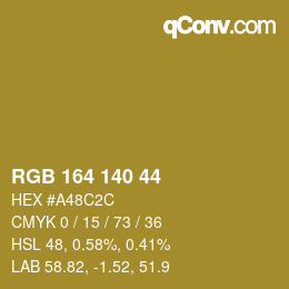 カラーコード: RGB 164 140 44 | qconv.com