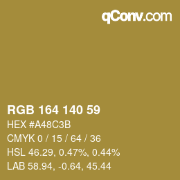 Color code: RGB 164 140 59 | qconv.com