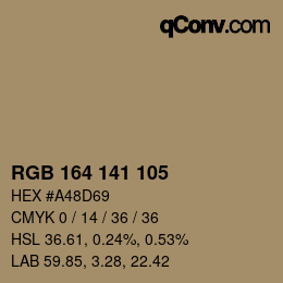 Color code: RGB 164 141 105 | qconv.com