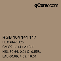 Farbcode: RGB 164 141 117 | qconv.com