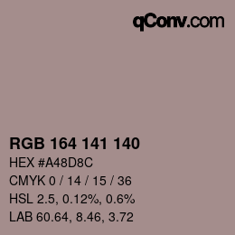カラーコード: RGB 164 141 140 | qconv.com