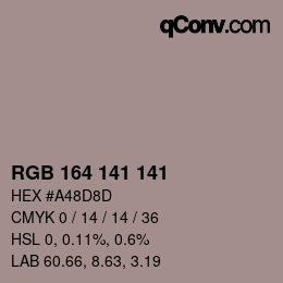 Farbcode: RGB 164 141 141 | qconv.com