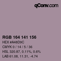 Color code: RGB 164 141 156 | qconv.com