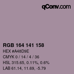 Color code: RGB 164 141 158 | qconv.com