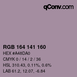 Color code: RGB 164 141 160 | qconv.com