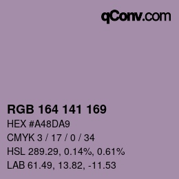 カラーコード: RGB 164 141 169 | qconv.com