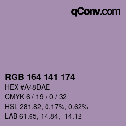 Color code: RGB 164 141 174 | qconv.com