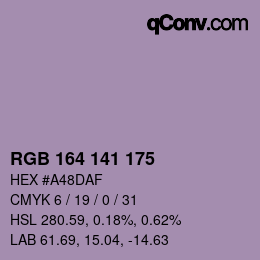 カラーコード: RGB 164 141 175 | qconv.com