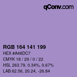 Color code: RGB 164 141 199 | qconv.com