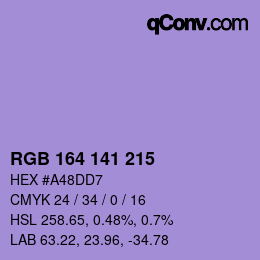 Color code: RGB 164 141 215 | qconv.com