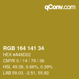 カラーコード: RGB 164 141 34 | qconv.com