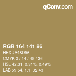 Color code: RGB 164 141 86 | qconv.com