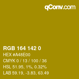 Color code: RGB 164 142 0 | qconv.com