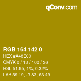 カラーコード: RGB 164 142 0 | qconv.com