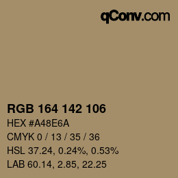 Color code: RGB 164 142 106 | qconv.com