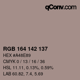 Código de color: RGB 164 142 137 | qconv.com