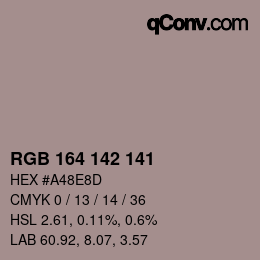 カラーコード: RGB 164 142 141 | qconv.com