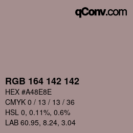 Color code: RGB 164 142 142 | qconv.com
