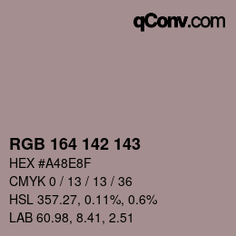 Color code: RGB 164 142 143 | qconv.com