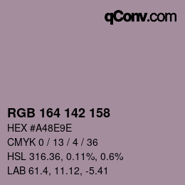 颜色代码: RGB 164 142 158 | qconv.com