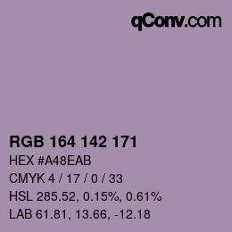 Color code: RGB 164 142 171 | qconv.com